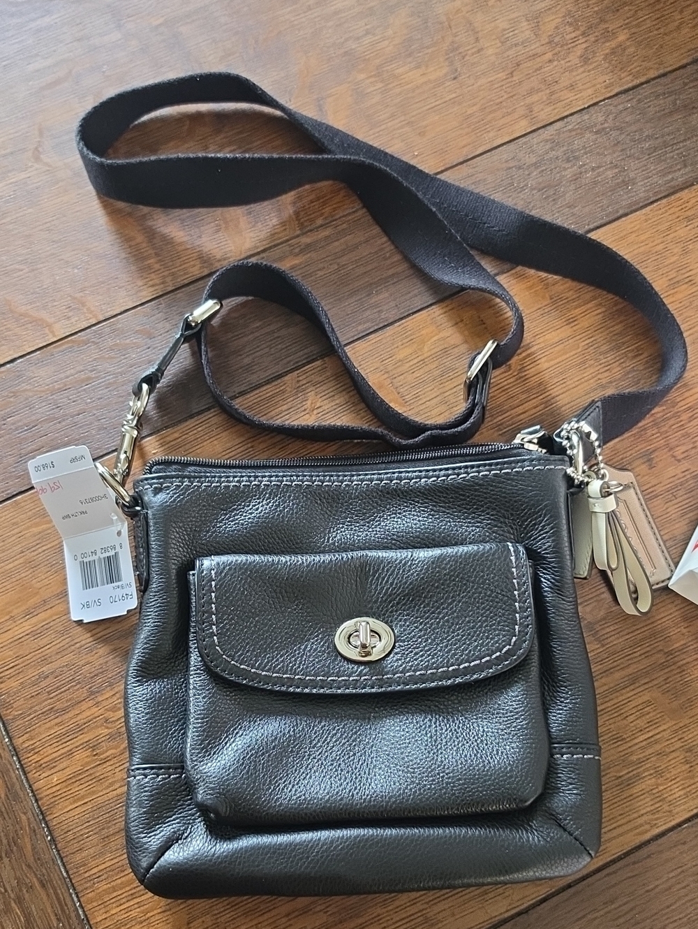 Coach Classic Black Leather Crossbody Bag F49170 NWT
